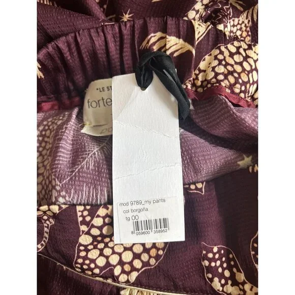 Forte Forte Printed Palazzo Pants Purple Cream Womens Size 00 XXS - Picture 11 of 12